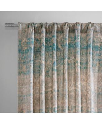 River Abstract Textured Printed Cotton Curtain