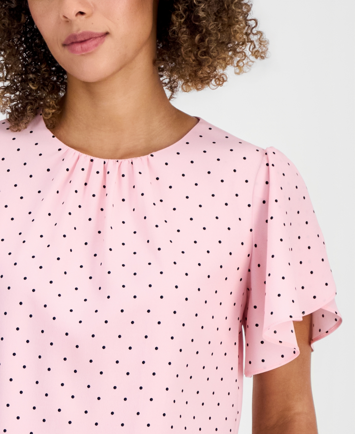 Kasper Women's Printed Tulip-Sleeve Blouse