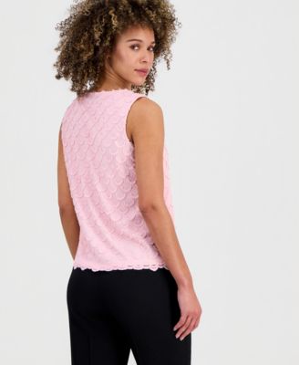 Women's Sleeveless Scalloped-Lace Top