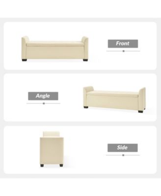 Monica 57.75 PU "Wide Tufted Storage Bench with Flared Arms