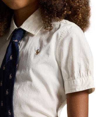 Girls' 7-16 Short-Sleeve Solid Oxford Top