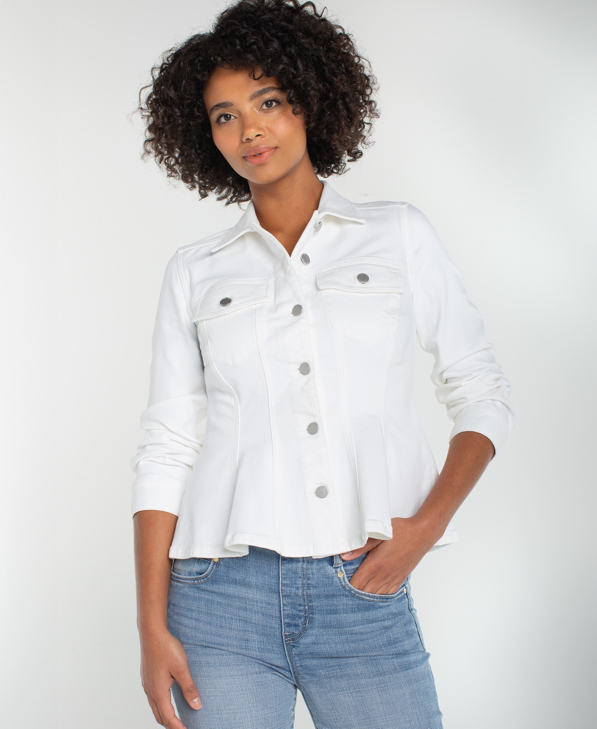 Liverpool Los Angeles Eyelet Denim Jacket In White