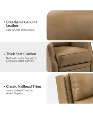  Beatriz 28.74" Wide Genuine Leather Swivel Rocker Recliner