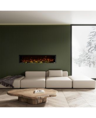 50" 3-Sided Electric Fireplace,Wall Mount/Recessed,WiFi & App Control,RGB Flame,1500W/3000W