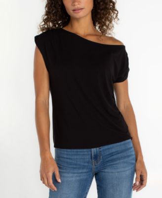 Women's Short-Sleeve Asymmetrical Off-The-Shoulder Top