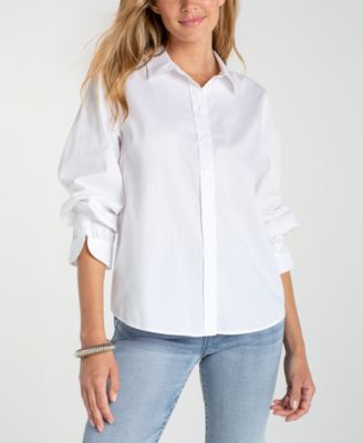 Liverpool Los Angeles - Women's Adjustable Long-Sleeve Button Front Woven Top