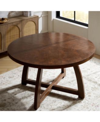 Mid-century Modern Loredana 54" Solid Wood Round Dining Table