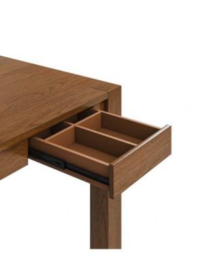 Andrea 60"W Modern Solid Wood Dining Table with Divided Storage Drawer