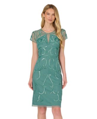 Women's Beaded Short-Sleeve Sheath Dress