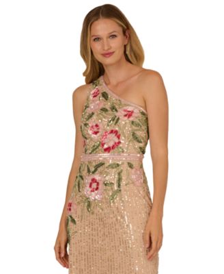 Women's Beaded Mermaid One Shoulder Ball Gown