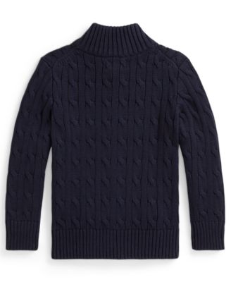 Boys 2-7 Cable-Knit Cotton Full-Zip Sweater