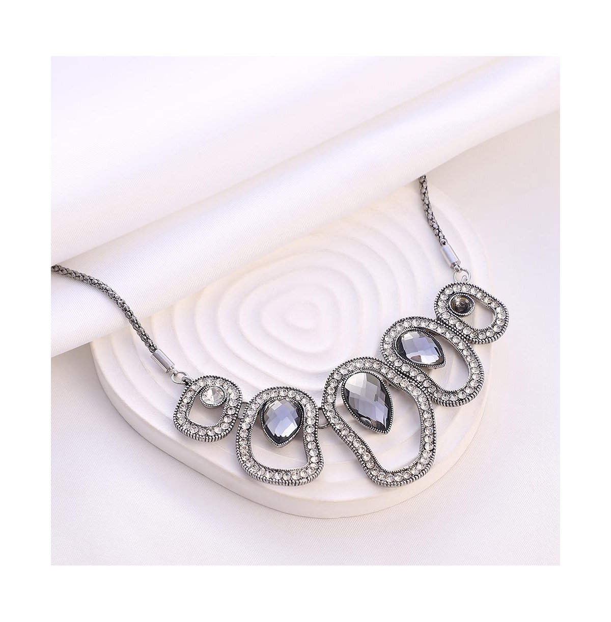 Sohi Women's The Teardrop-Halo Collar Necklace - Space Grey