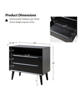 Kay Mid-century Modern 2 - Drawer End Table with  Built-In Outlets