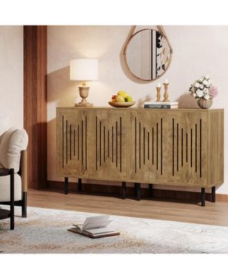 Sideboard Buffet with Storage, 59" Buffet Sideboard Cabinet with Adjustable Shelves