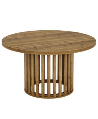 Solid Wood Round Coffee Table, 31.5-Inch Farmhouse Wooden Circle Center Cocktail Tea Table