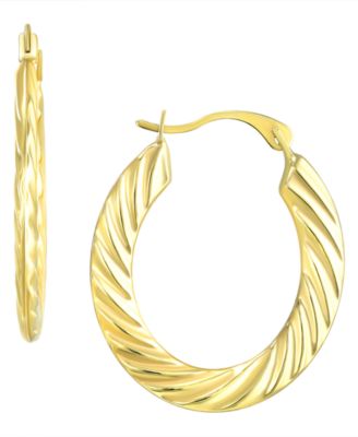 Timeless Cable Oval Hoop Earrings in 10k Yellow Gold
