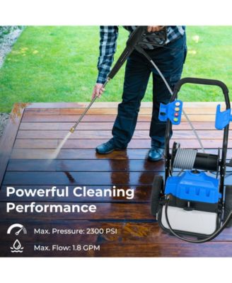 2300 PSI 1.8 GPM Electric Pressure Washer with Wheels and 5 Quick Connect Nozzles-Blue