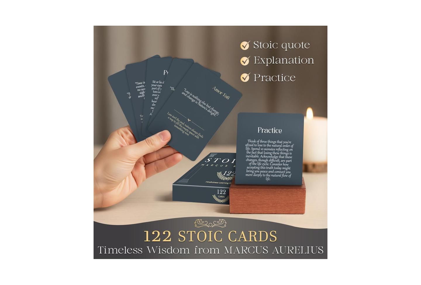 Детская карточная игра Quokka Stoicism Cards Marcus Aurelius 122-Card Game, Ages 14+ — фото 4