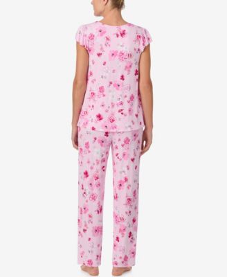 Women's Short-Sleeve Top and Long Pajama Pants, 2-Piece Set