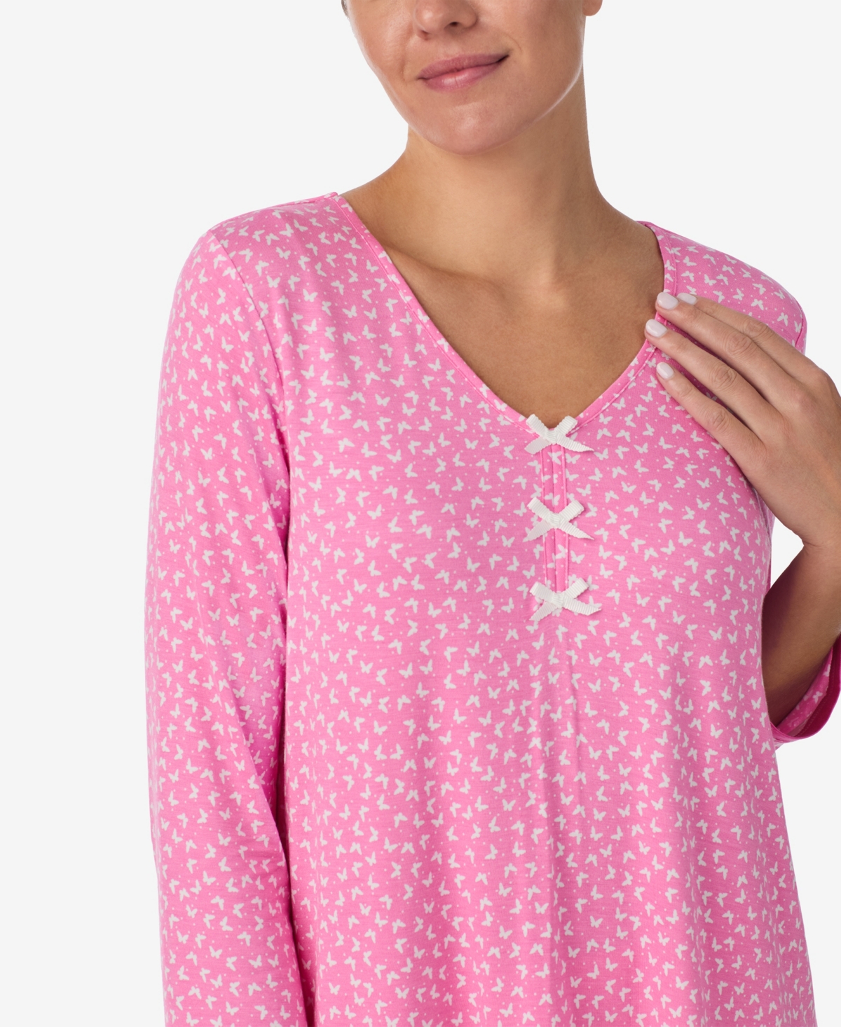 Ellen Tracy Women's V-Neck Top and Ankle Pajama Pants, 2-Piece Set