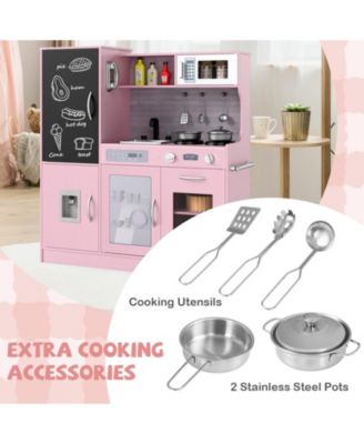 SUGIFT Wooden Corner Play Kitchen with Water Circulation System and Lights