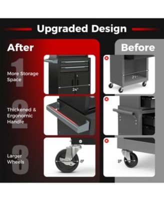 6-Drawer Rolling Tool Storage Chest Cabinet with Universal Wheels and Hooks