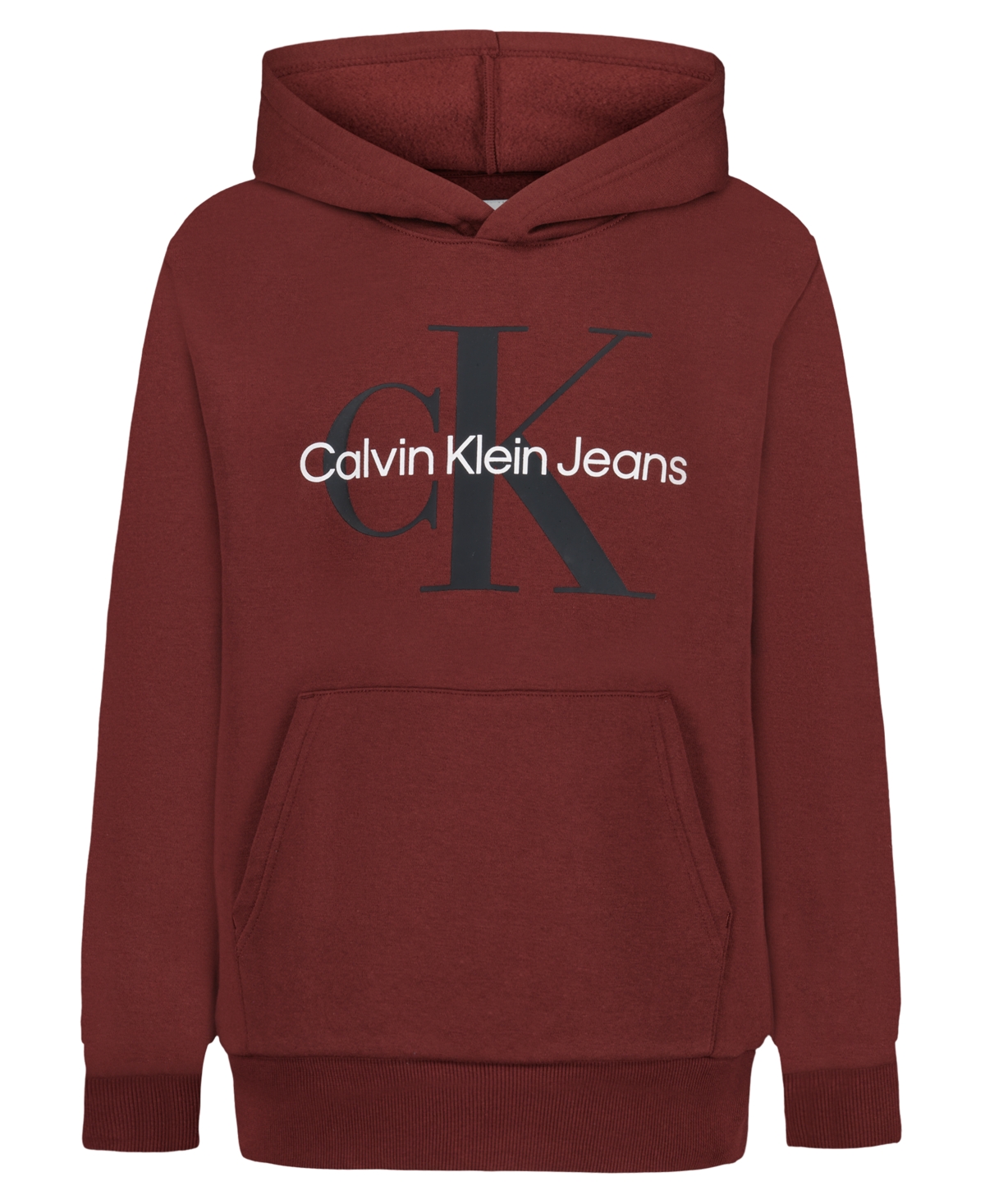 Calvin Klein Boys 8-20 Fleece Pull-on Hoodie In Burgundy