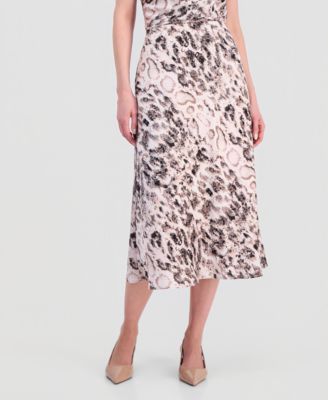 Women's Printed Satin Midi Skirt