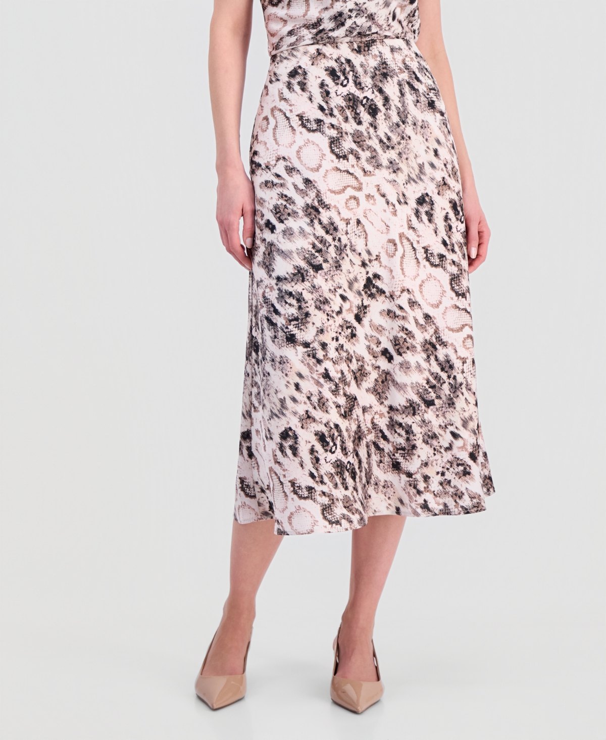 Tahari Asl Petite Satin A-line Midi Skirt