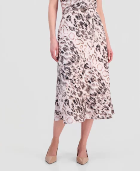 Petite Satin A-Line Midi Skirt - Mocha Snak