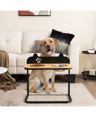 Dog Bowl Stand With 2 Stainless Steel Food Water Bowls