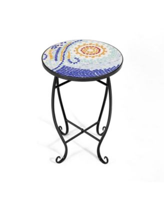 Outdoor Indoor Steel Accent Plant Stand Cobalt Table-Navy