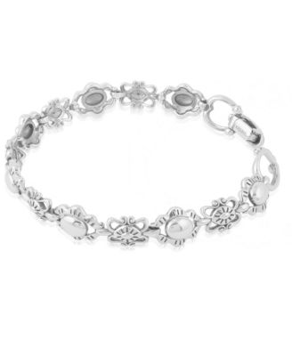 Sterling Silver Concha Link Bracelet, Size Small to Large