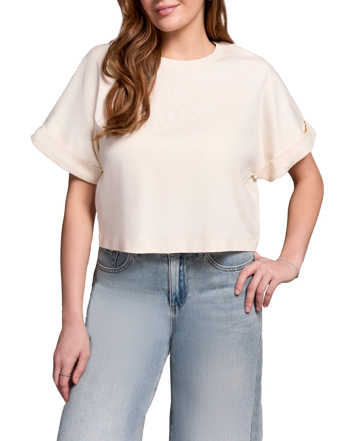 Tribal Women's Blue Thread Soft Touch Mercerized Cotton Crew Neck T-Shirt