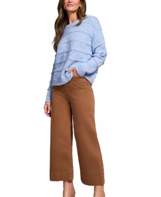 Women's Heathered Stripe Crew Neck Sweater