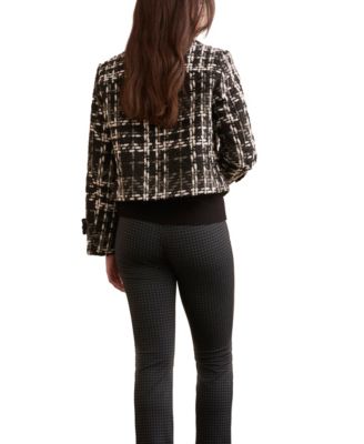 Women's Chunky Plaid Boucle Button-Front Blazer 