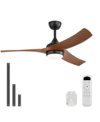52-inch Modern Black Standard 3-Blade Ceiling Fan With Remote and Led Light