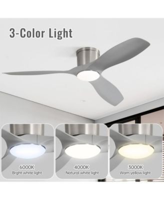52-inch Modern Sand Nickel 3-Blade Flush Mount with Led Lights and Remote Control