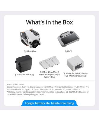 DJI Mini 4 Pro Fly More Combo Plus with DJI RC 2 (Screen Remote Controller), Folding Mini-Drone with 4K HDR Video Camera for Adults, 2 Extra