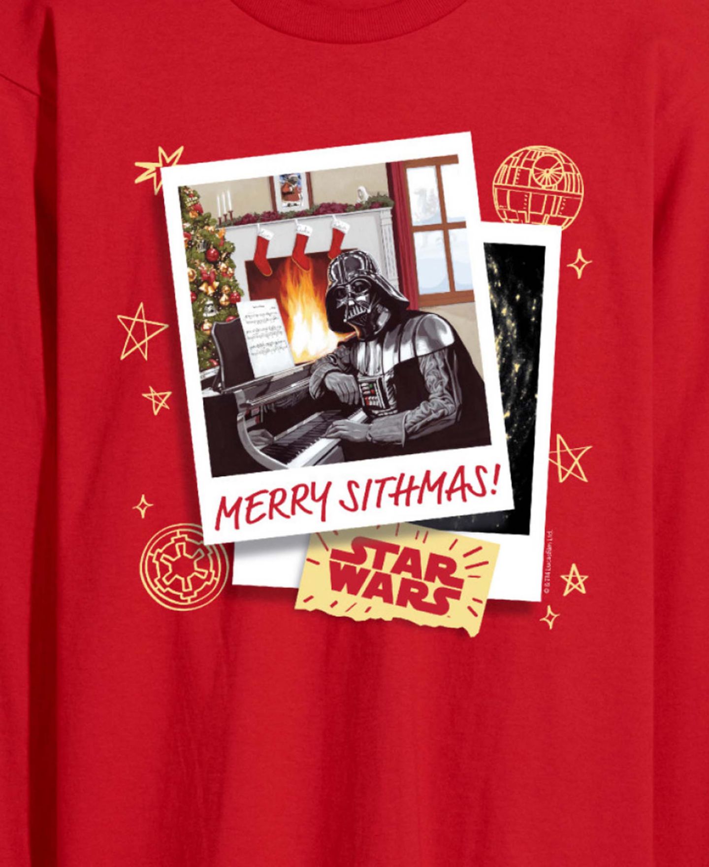 Мужская футболка AIRWAVES Star Wars Christmas Merry Sithmas Darth Vader Long-Sleeve Graphic, цвет: Красный — фото 2