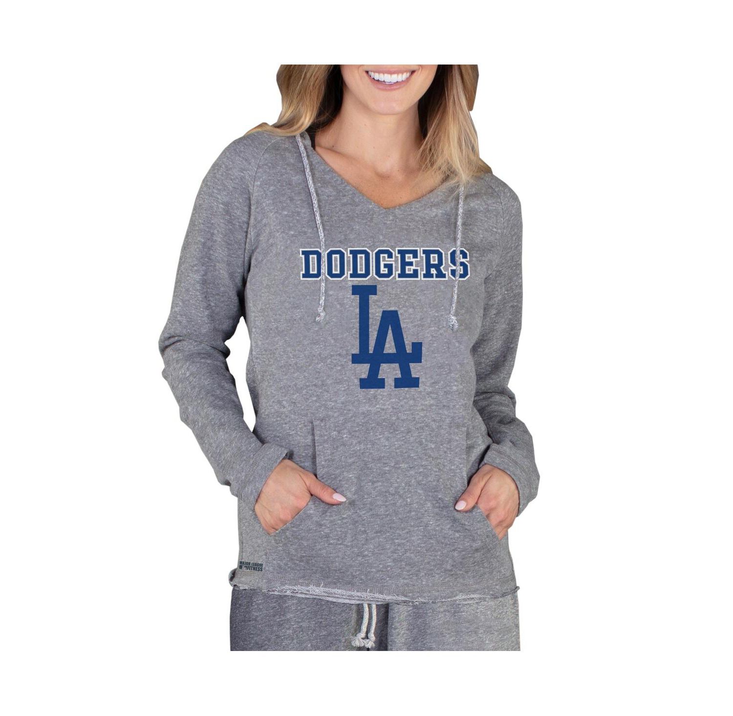 Women's Gray Los Angeles Dodgers Mainstream Terry Long Sleeve Hoodie