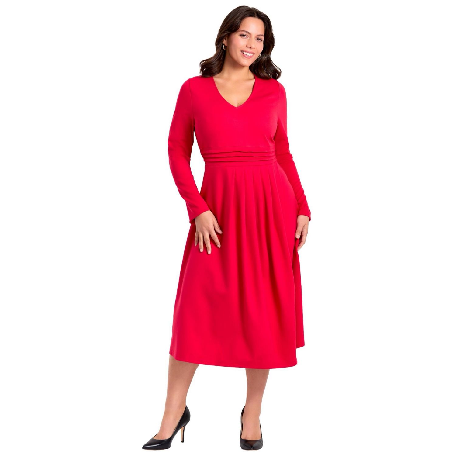 Women's Ponte Fit And Flare Midi Dress