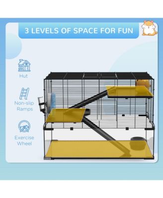 Hamster Cage, 31" Gerbil Cage with Glass Basin for Small Hamsters