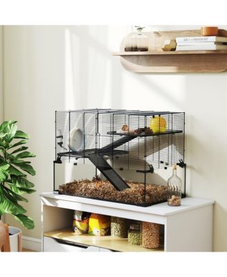Hamster Cage, 31" Gerbil Cage with Glass Basin for Small Hamsters