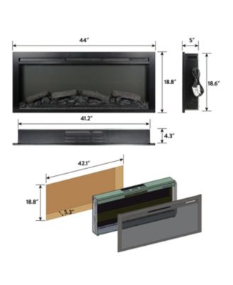 44 inch wall recessed electric fireplace with remote and Imitation Flame , LED light heater
