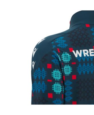 Men's Blue Wrexham Warm-Up Quarter-Zip Pullover Hoodie