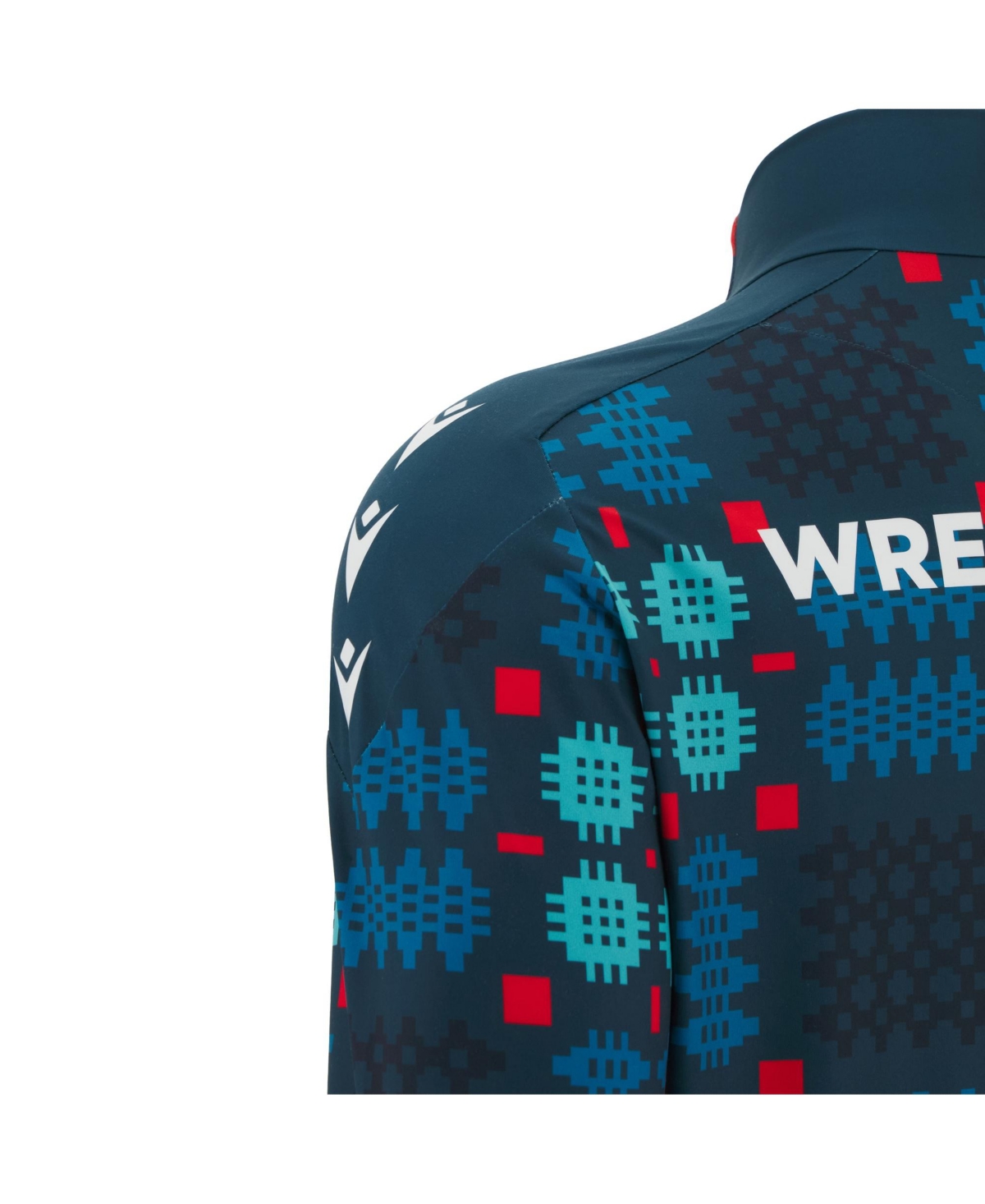 Macron Men's Blue Wrexham Warm-up Quarter-zip Pullover Hoodie In Multi