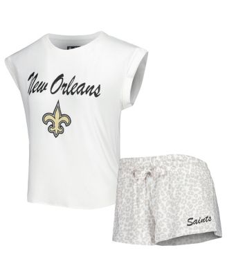 Concepts Sport - Women's White/Cream New Orleans Saints Montana Knit Top Shorts Sleep Set