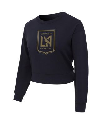 Women's Black LAFC Tri-Blend Darby Knit Long Sleeve Crop Top