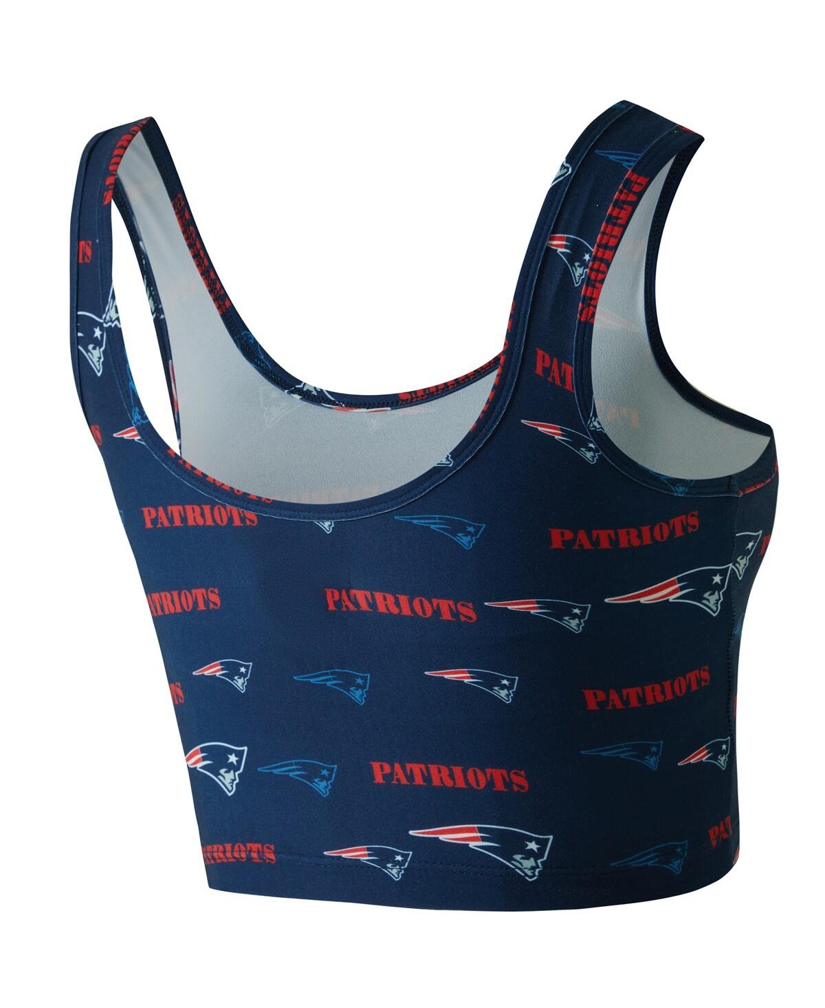 Concepts Sport Women's Navy New England Patriots Mosaic Allover Print Bralette In Blue